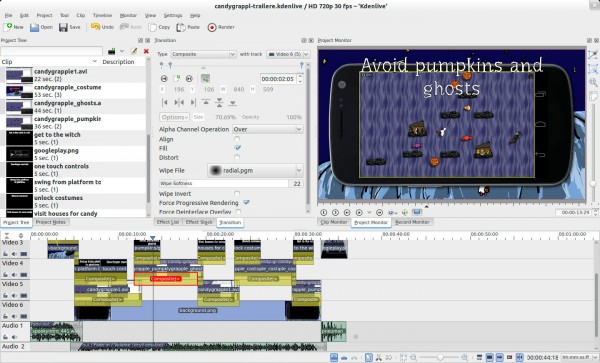 Video editing in progress, using Kdenlive